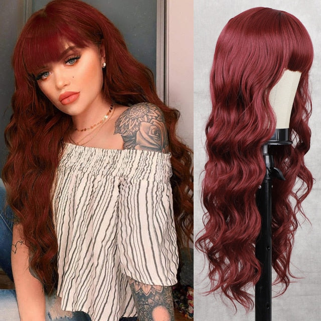 Long Body Wave Wig Synthetic Wig with Middle Part