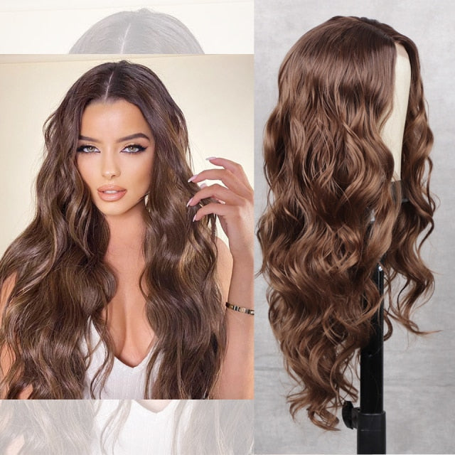 Long Body Wave Wig Synthetic Wig with Middle Part