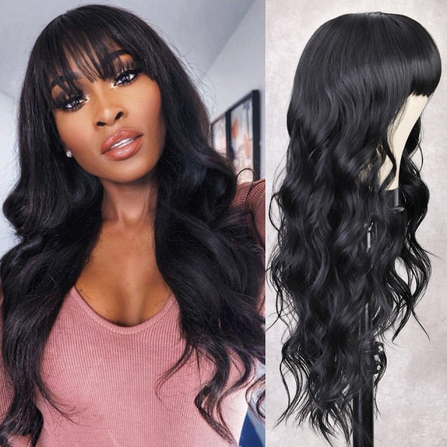 Long Body Wave Wig Synthetic Wig with Middle Part