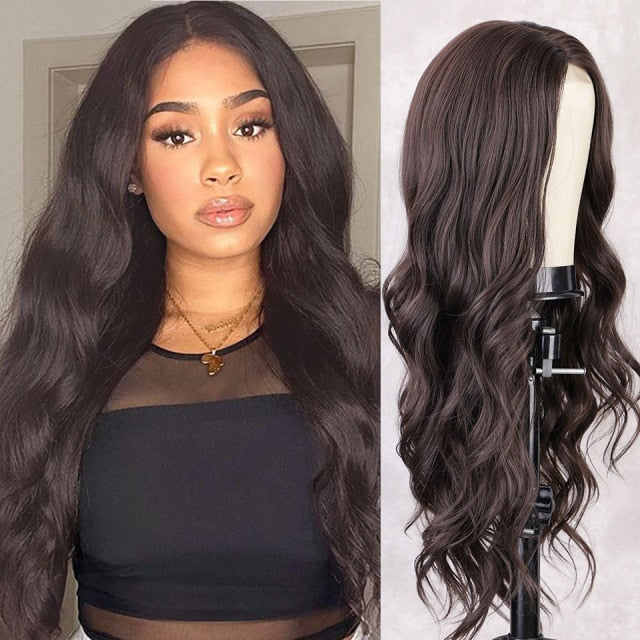 Long Body Wave Wig Synthetic Wig with Middle Part