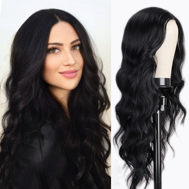 Long Body Wave Wig Synthetic Wig with Middle Part