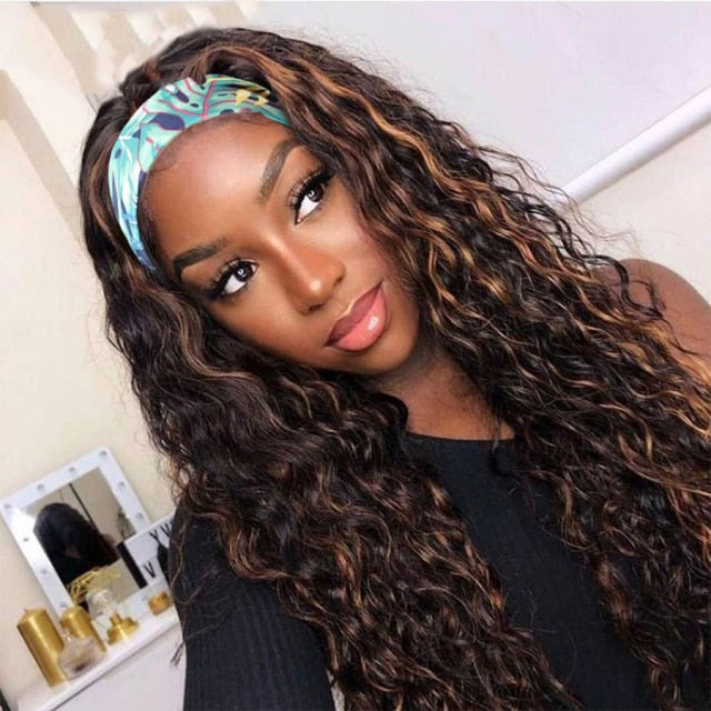 Curly Headband Human Hair Wig