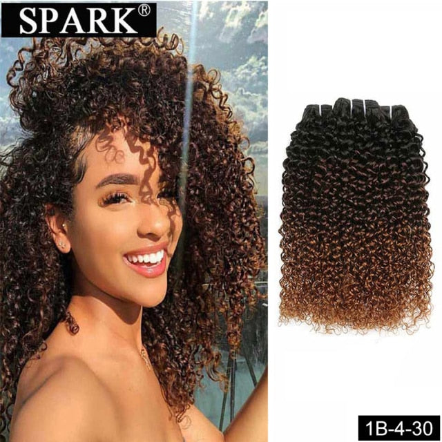 Curly Brazilian Human Hair Ombre Extension Bundles