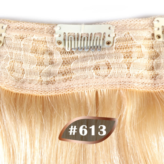 Clip In One Piece Human Hair Extensions Straight Brazilian