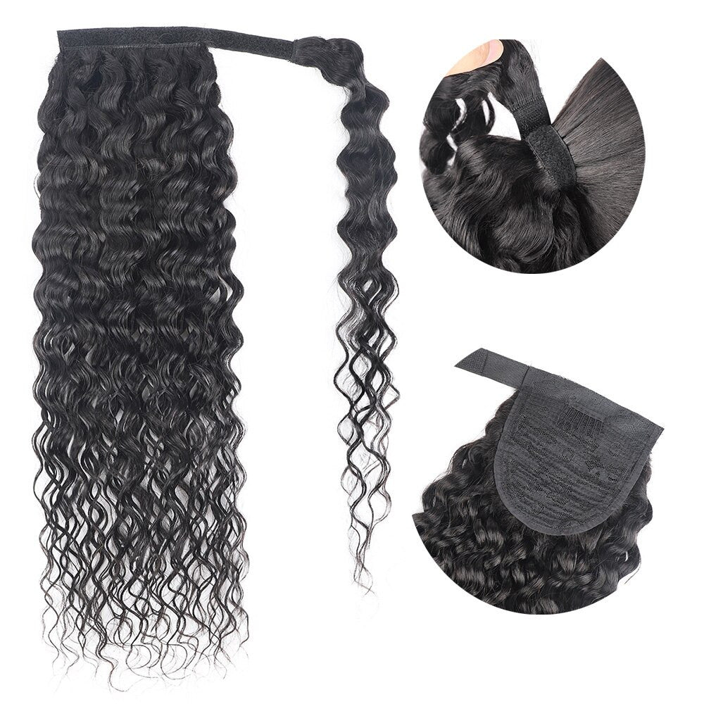 Water Wave Human Hair Wrap Around Ponytail