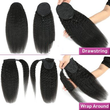 Drawstring Brazilian Remy Wrap Around Ponytail