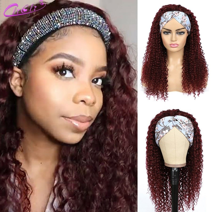 Curly Headband Human Hair Wig