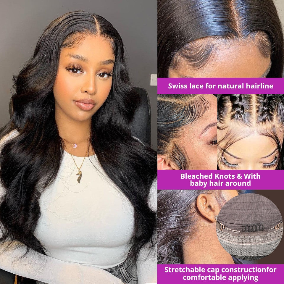 Body Wave Human Hair Pre-Plucked Melted Hairline Lace Front Wig